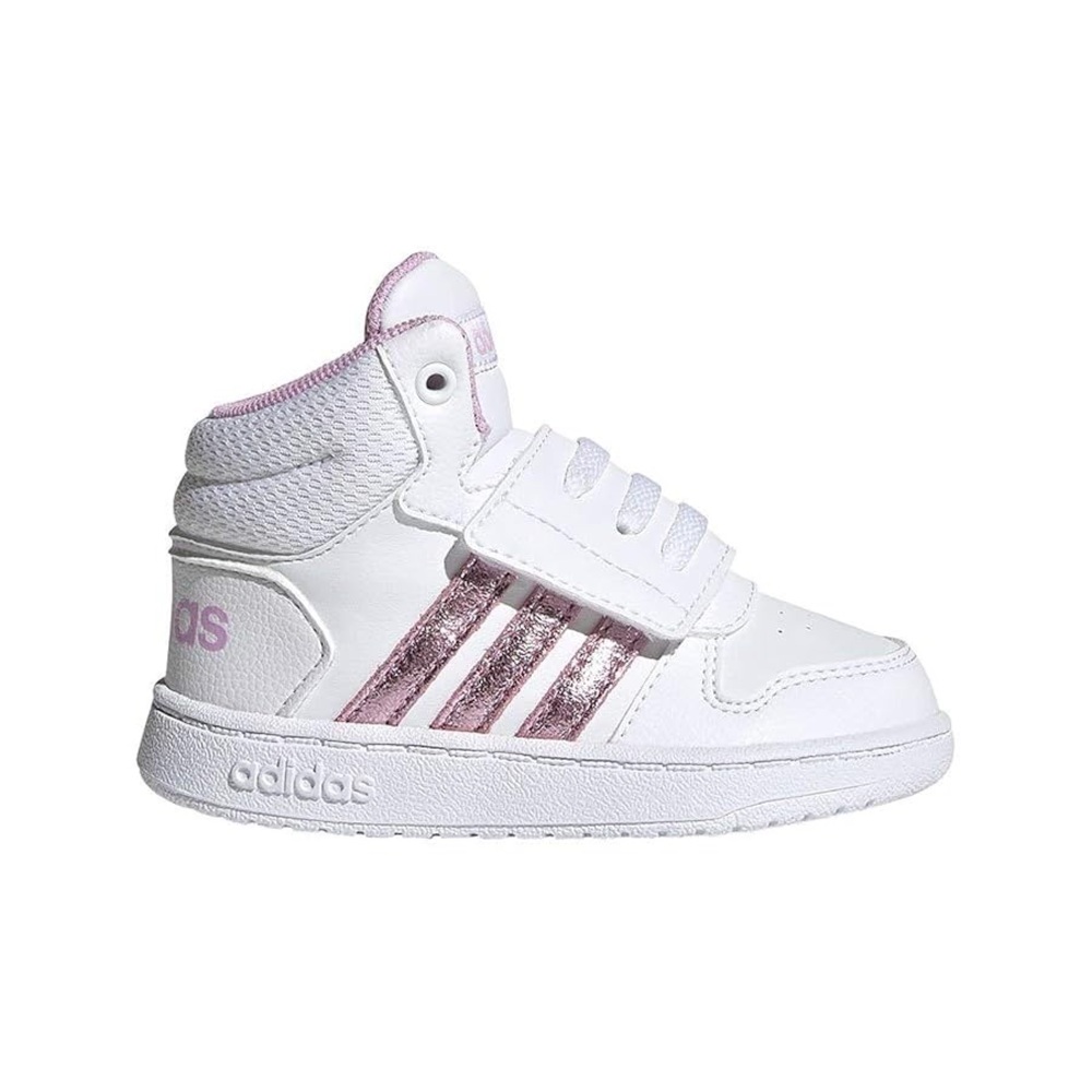 Adidas Kids White and Glitter Pink High-Tops Size 5 Toddler